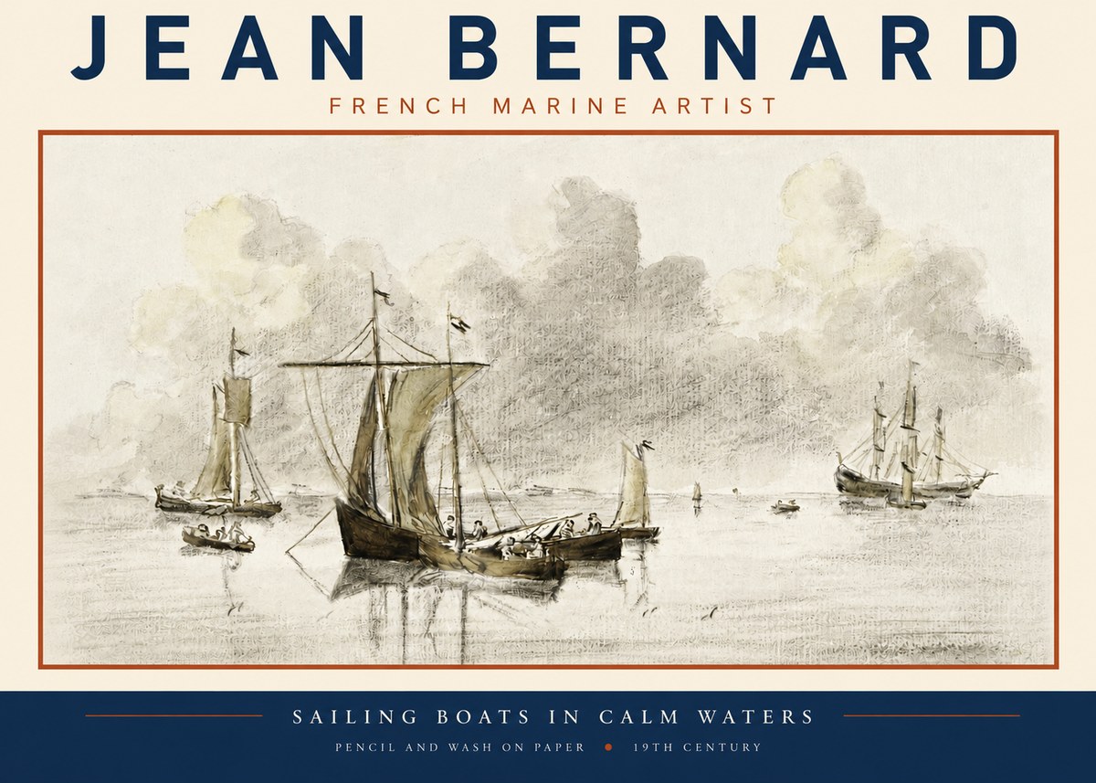 Jean Bernard Sailing Boats in Calm Waters No3 - Poszter