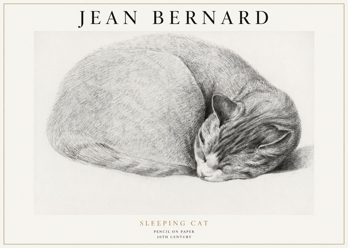 Jean Bernard Sleeping Cat IX No1 - Poszter