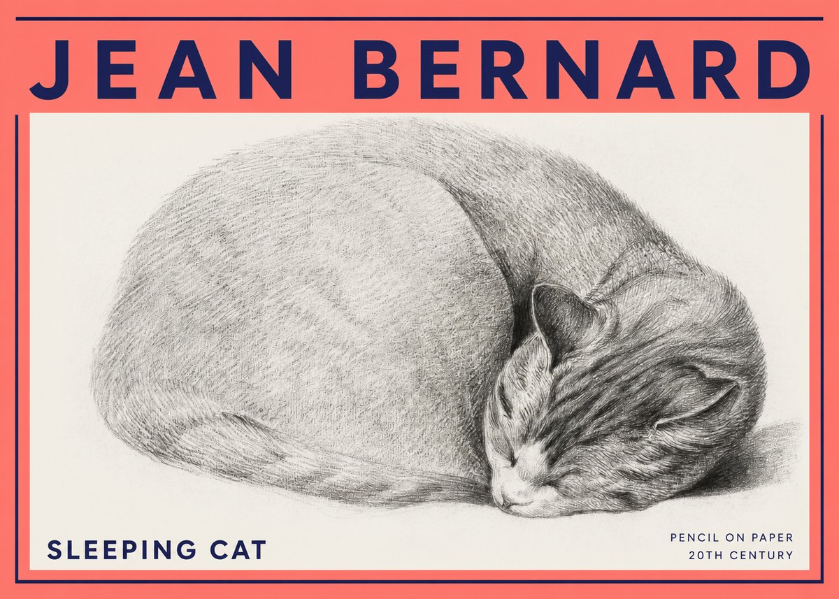 Jean Bernard Sleeping Cat IX No3 - Poszter