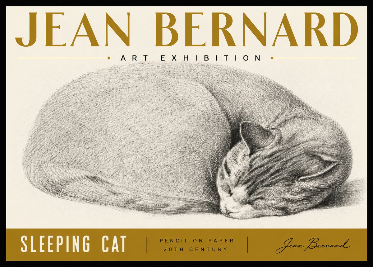 Jean Bernard Sleeping Cat IX No6 - Poszter