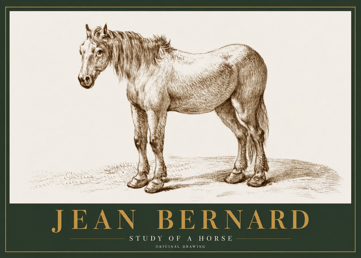 Jean Bernard Study of a Horse XIV No2 - Poszter