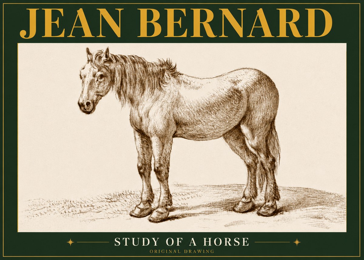 Jean Bernard Study of a Horse XIV No5 - Poszter