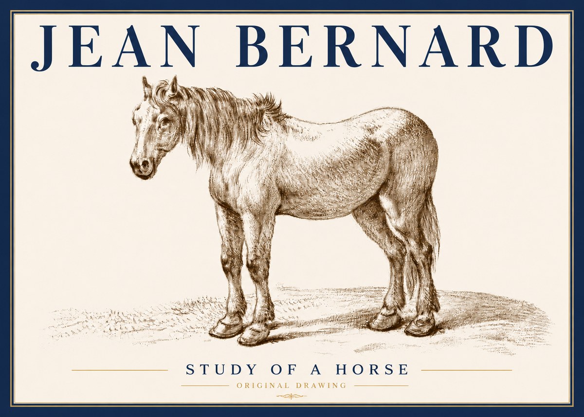 Jean Bernard Study of a Horse XIV No6 - Poszter