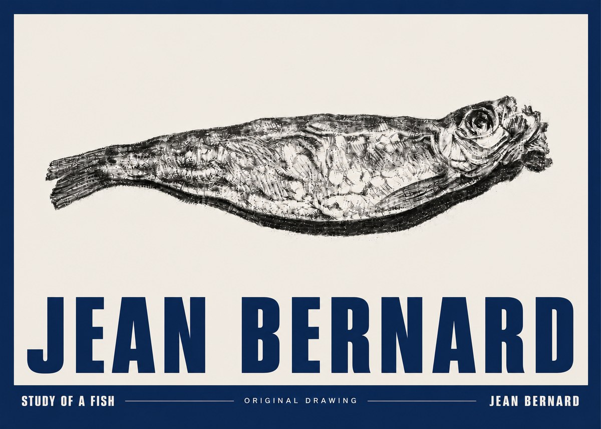 Jean Bernard Study of a Fish V No5 - Poszter