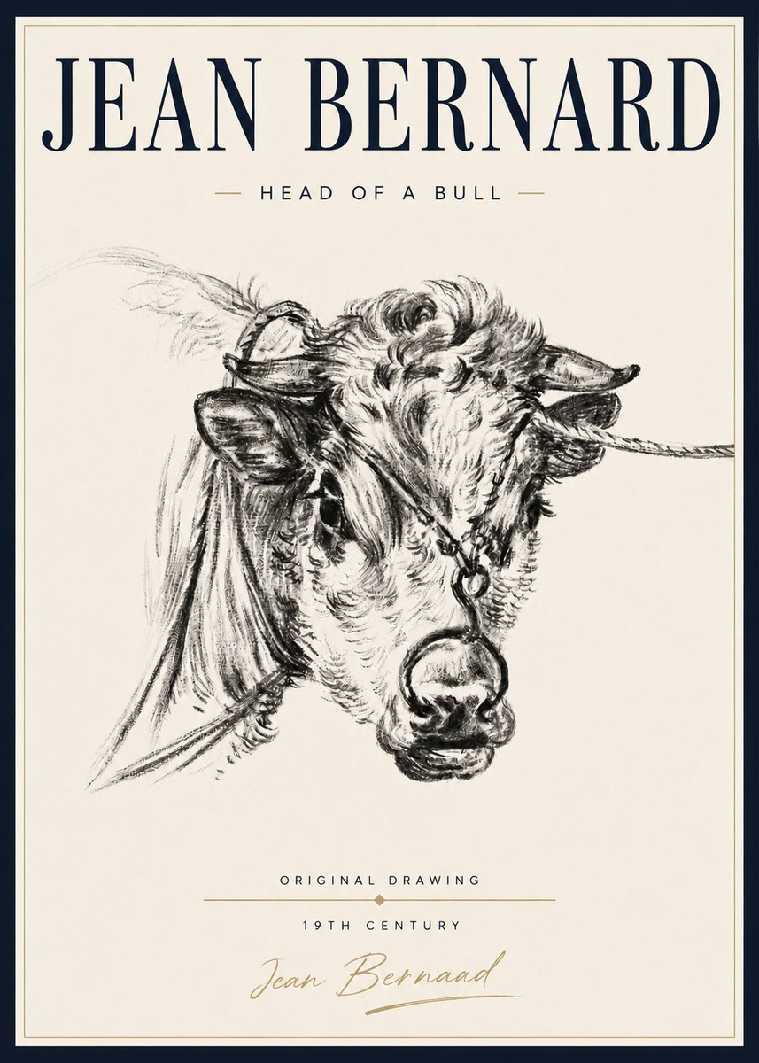 Jean Bernard Head of a Bull No5 - Poszter