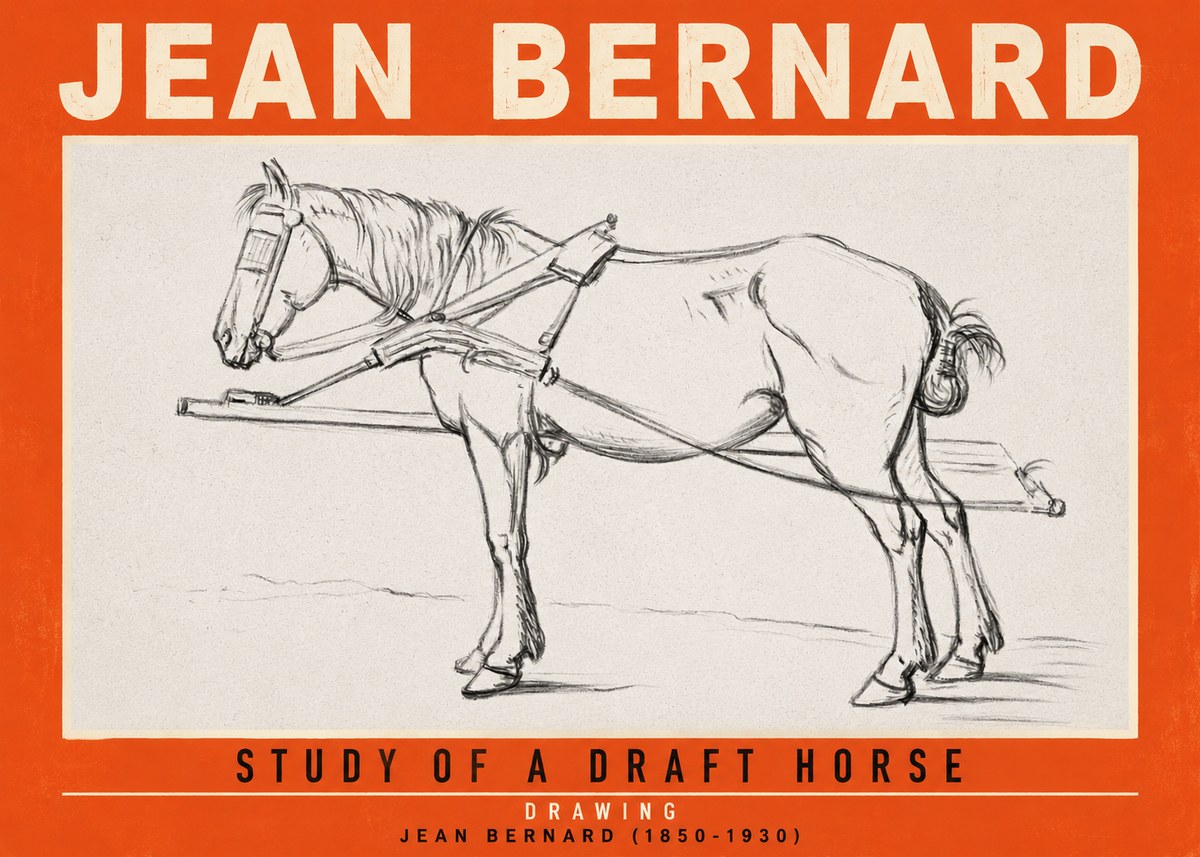 Jean Bernard Study of a Draft Horse II No2 - Poszter
