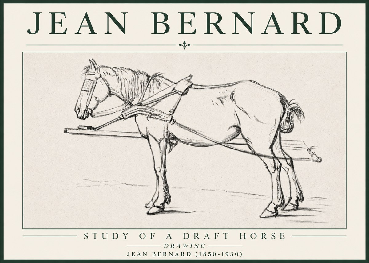 Jean Bernard Study of a Draft Horse II No4 - Poszter