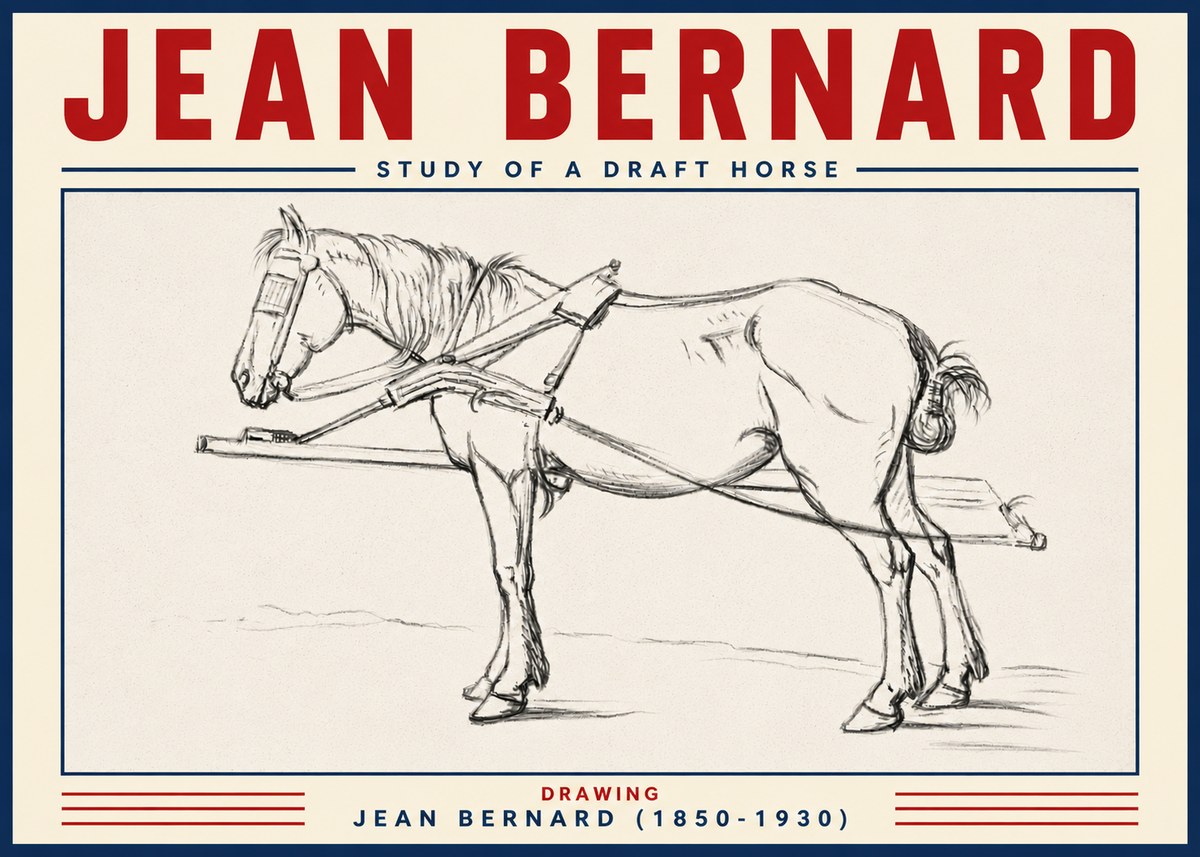 Jean Bernard Study of a Draft Horse II No6 - Poszter