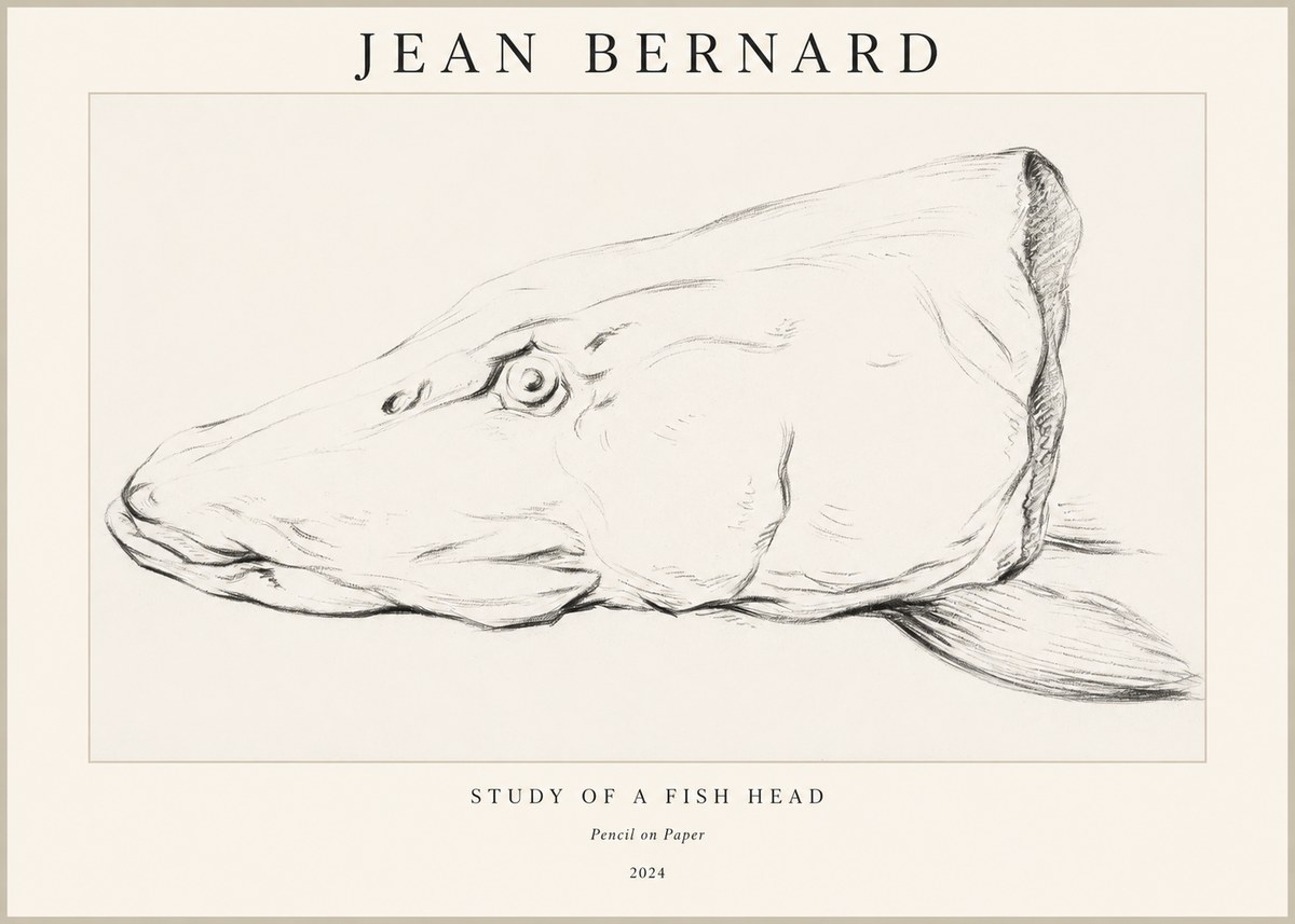 Jean Bernard Study of a Fish Head No1 - Poszter