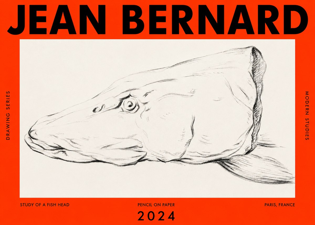 Jean Bernard Study of a Fish Head No2 - Poszter