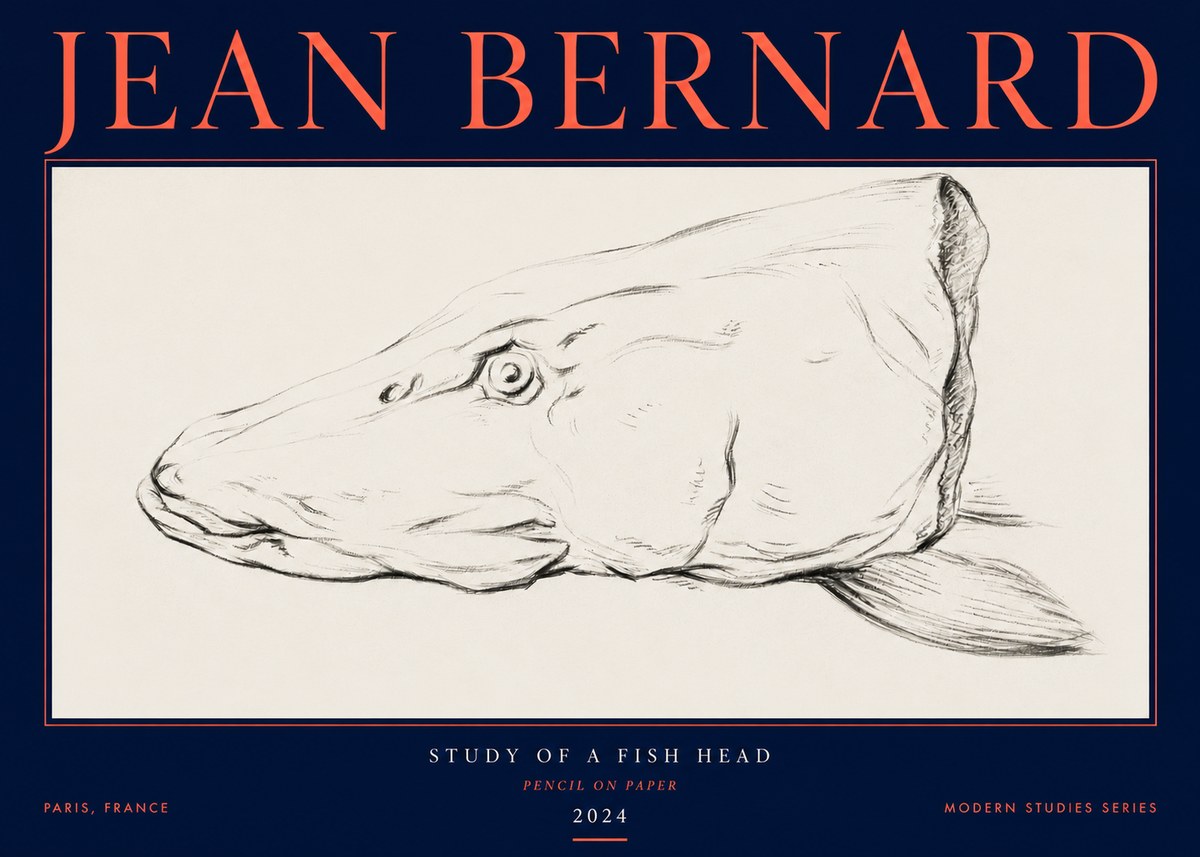 Jean Bernard Study of a Fish Head No3 - Poszter