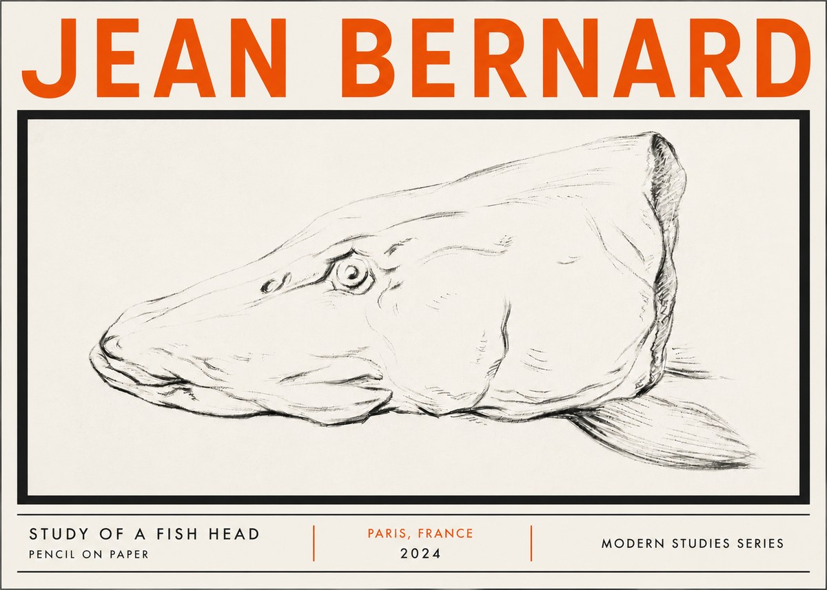 Jean Bernard Study of a Fish Head No5 - Poszter