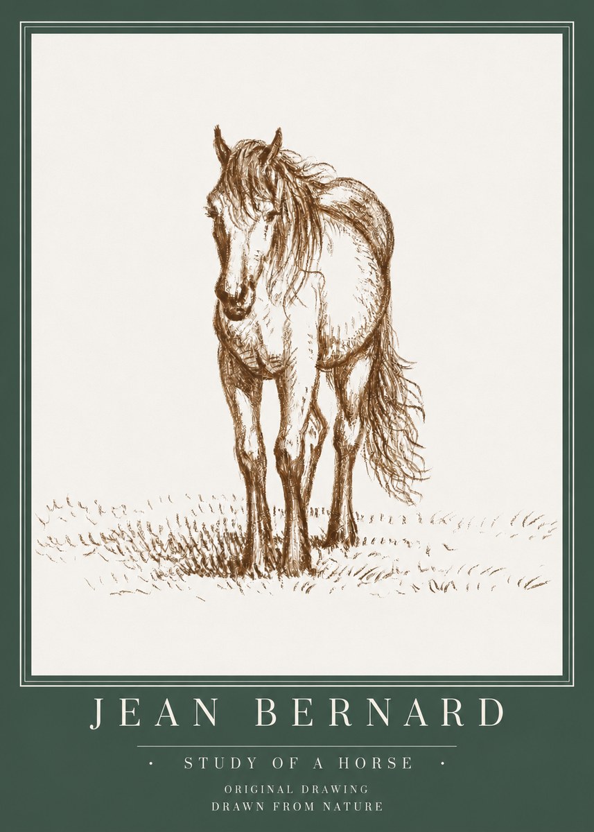 Jean Bernard Study of a Horse XV No3 - Poszter