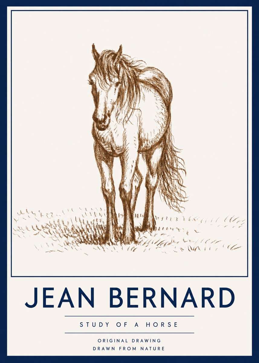 Jean Bernard Study of a Horse XV No4 - Poszter