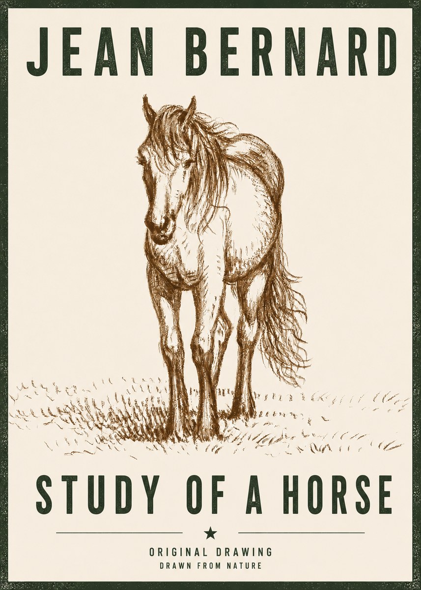 Jean Bernard Study of a Horse XV No6 - Poszter