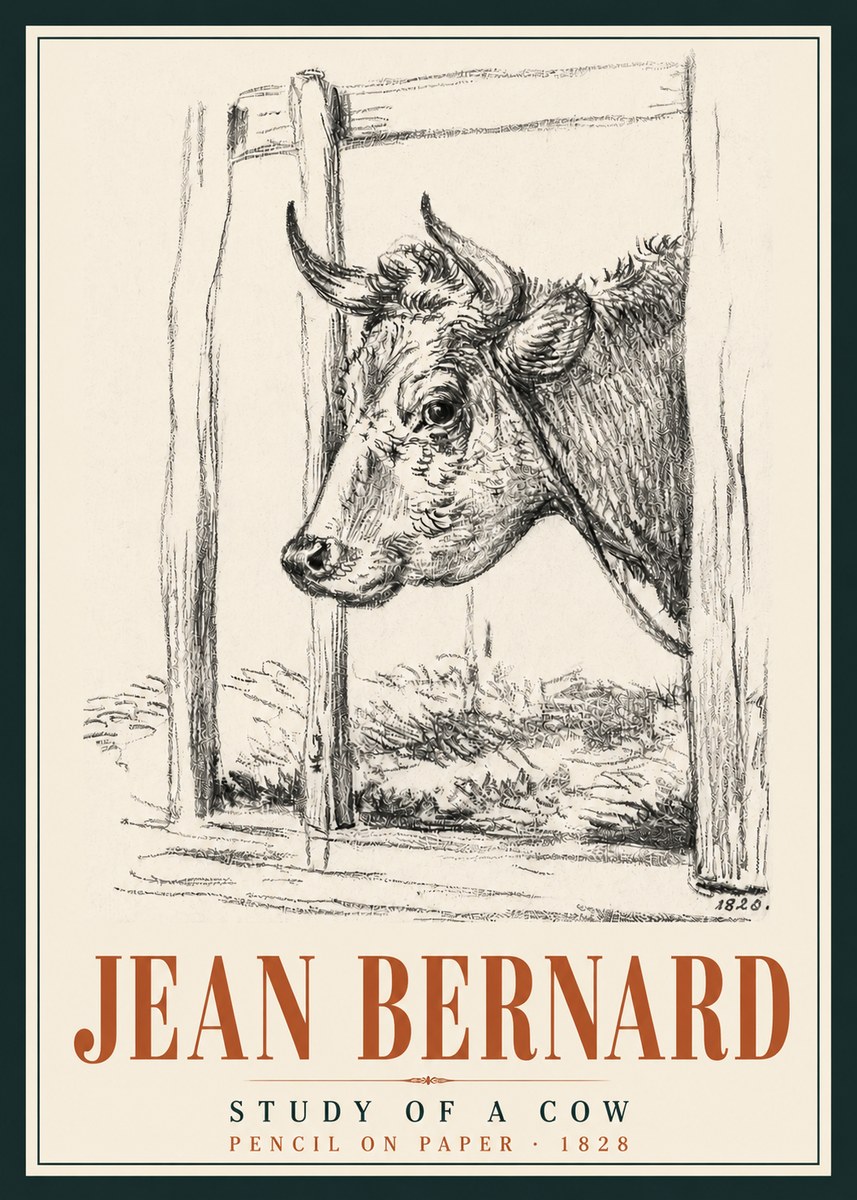 Jean Bernard Study of a Cow XVIII No5 - Poszter
