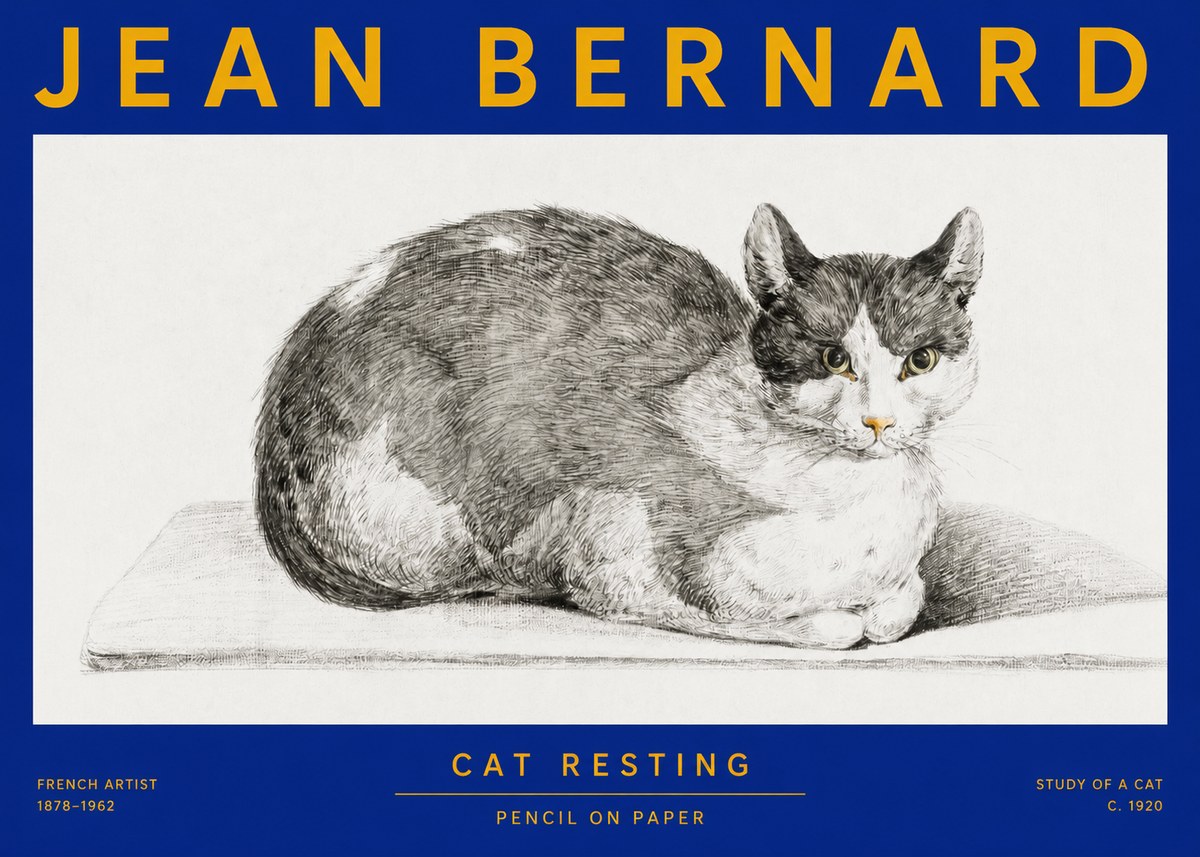 Jean Bernard Cat Study XI No4 - Poszter