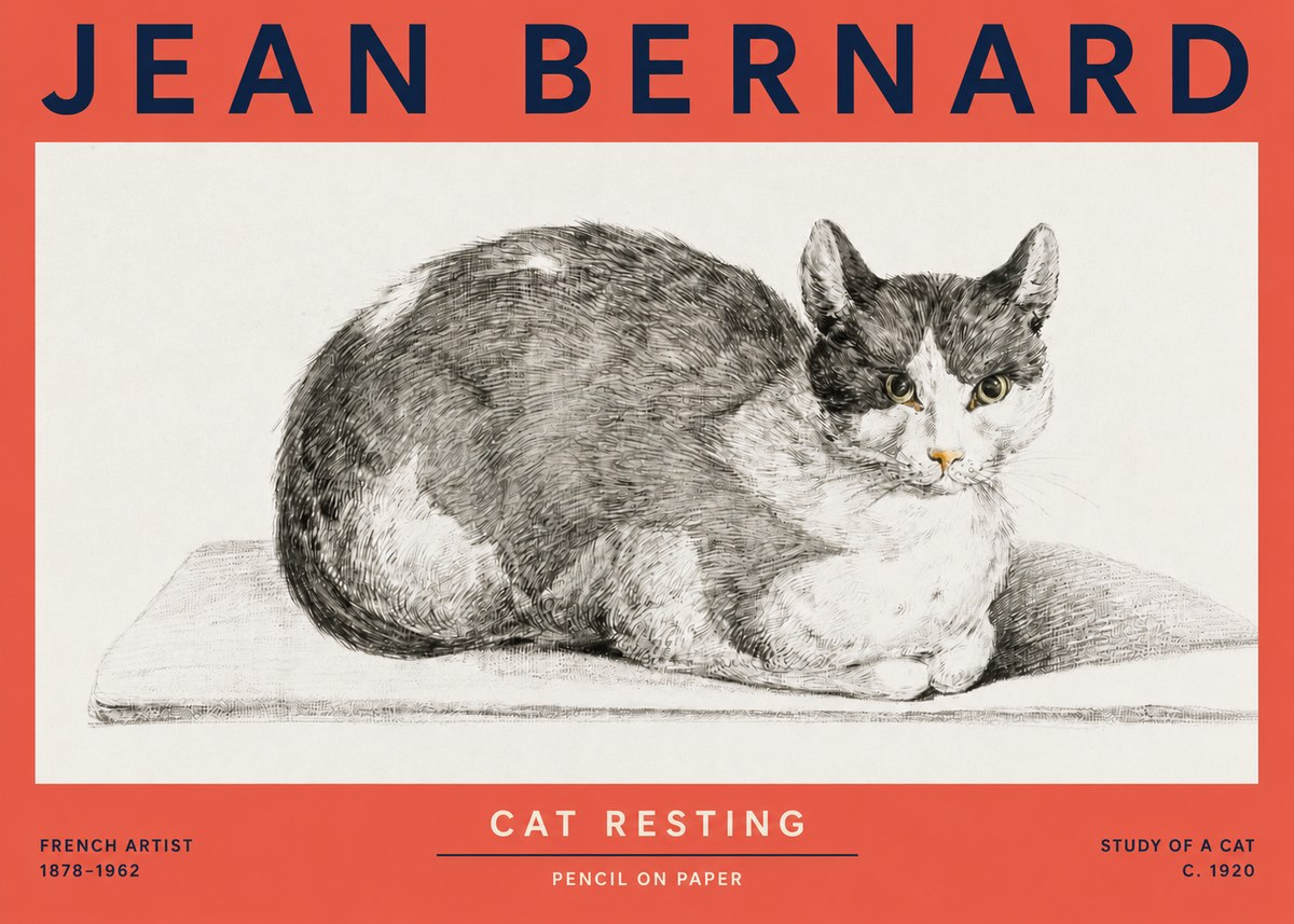 Jean Bernard Cat Study XI No5 - Poszter