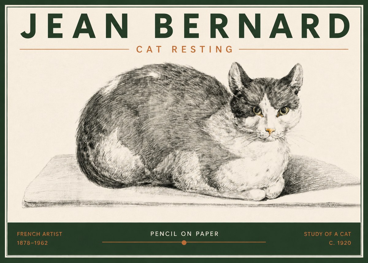 Jean Bernard Cat Study XI No6 - Poszter