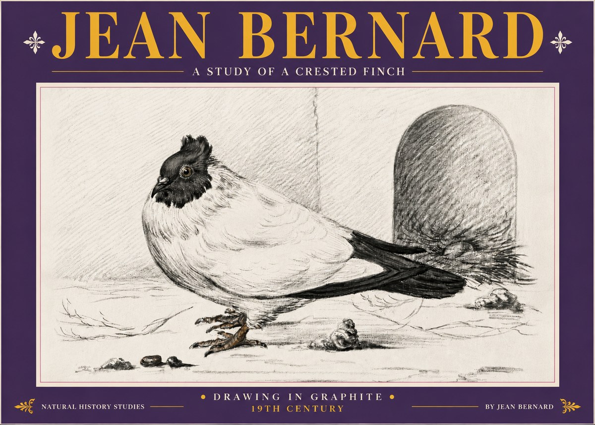 Jean Bernard A Study of a Crested Finch No5 - Poszter