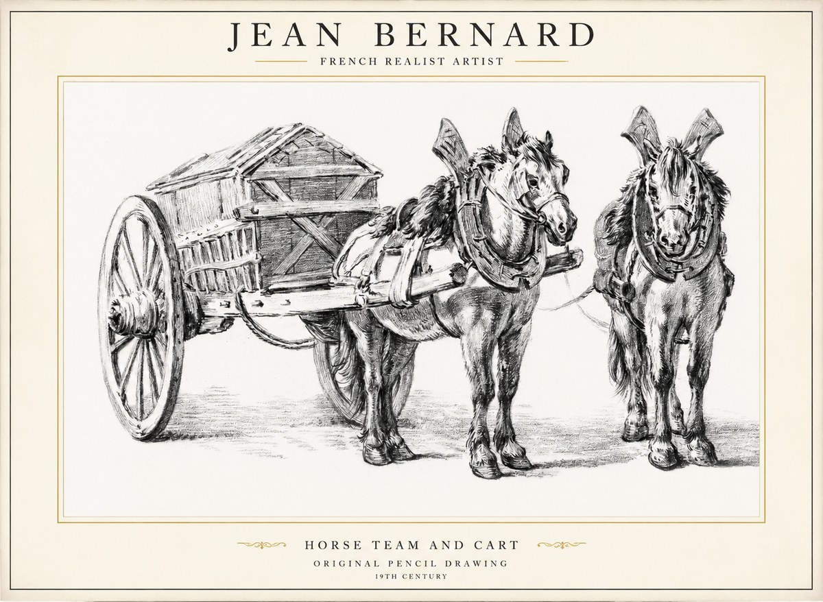 Jean Bernard Horse Team and Cart No1 - Poszter