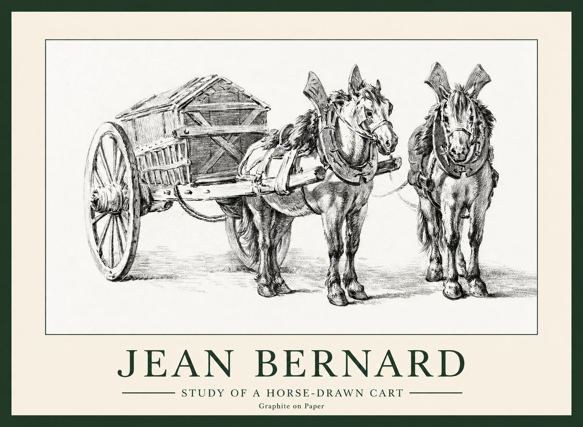 Jean Bernard Horse Team and Cart No2 - Poszter