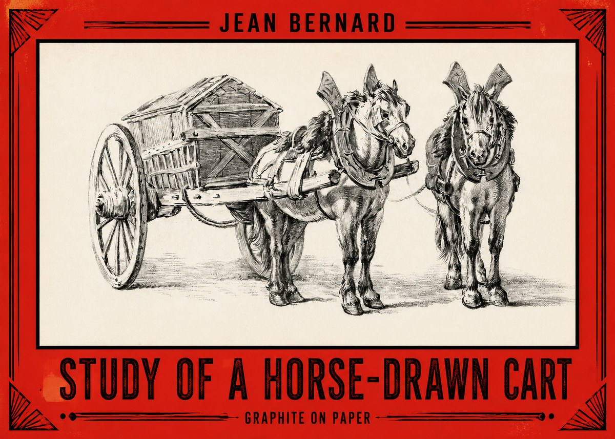 Jean Bernard Horse Team and Cart No3 - Poszter