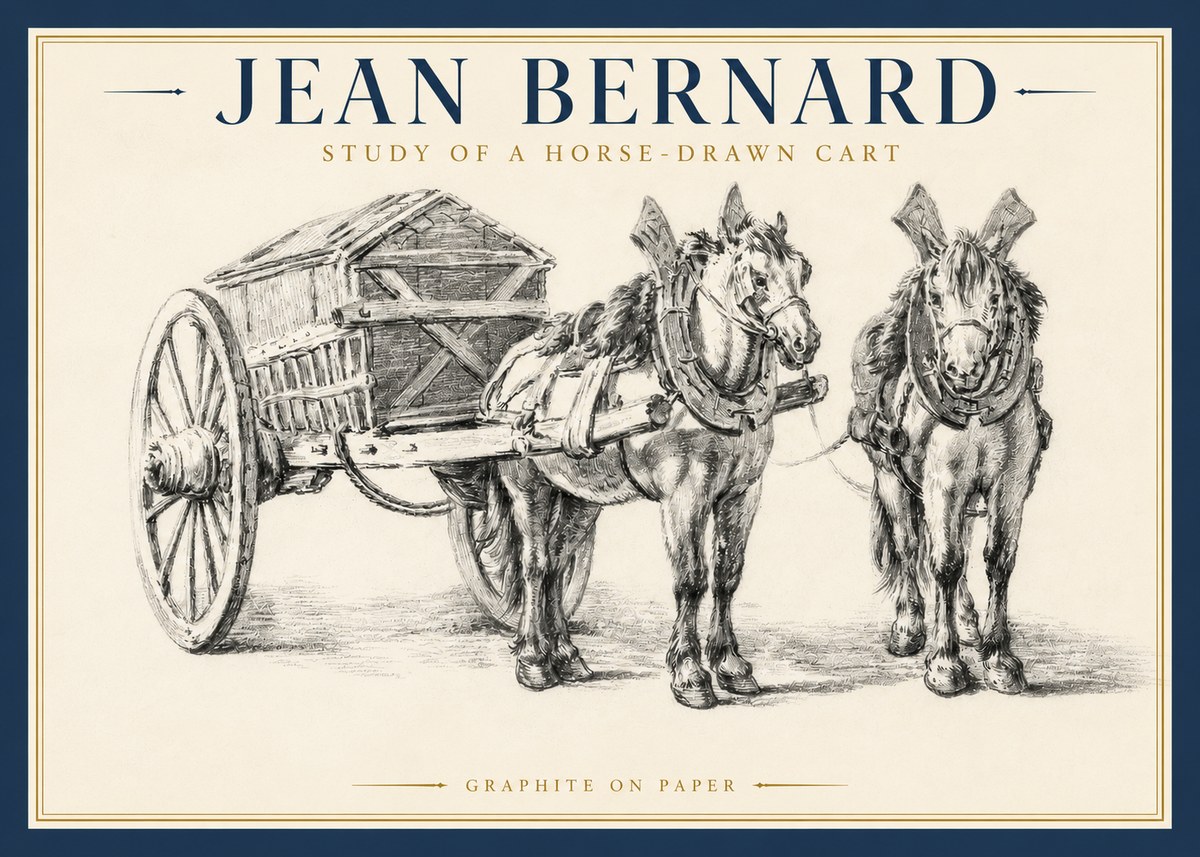 Jean Bernard Horse Team and Cart No4 - Poszter