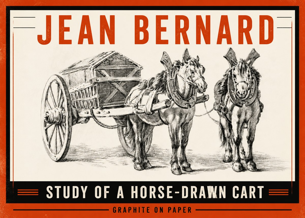 Jean Bernard Horse Team and Cart No5 - Poszter