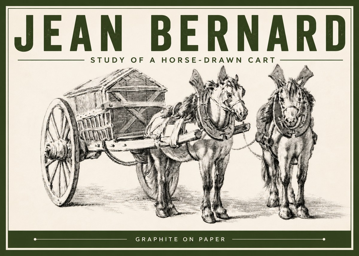 Jean Bernard Horse Team and Cart No6 - Poszter