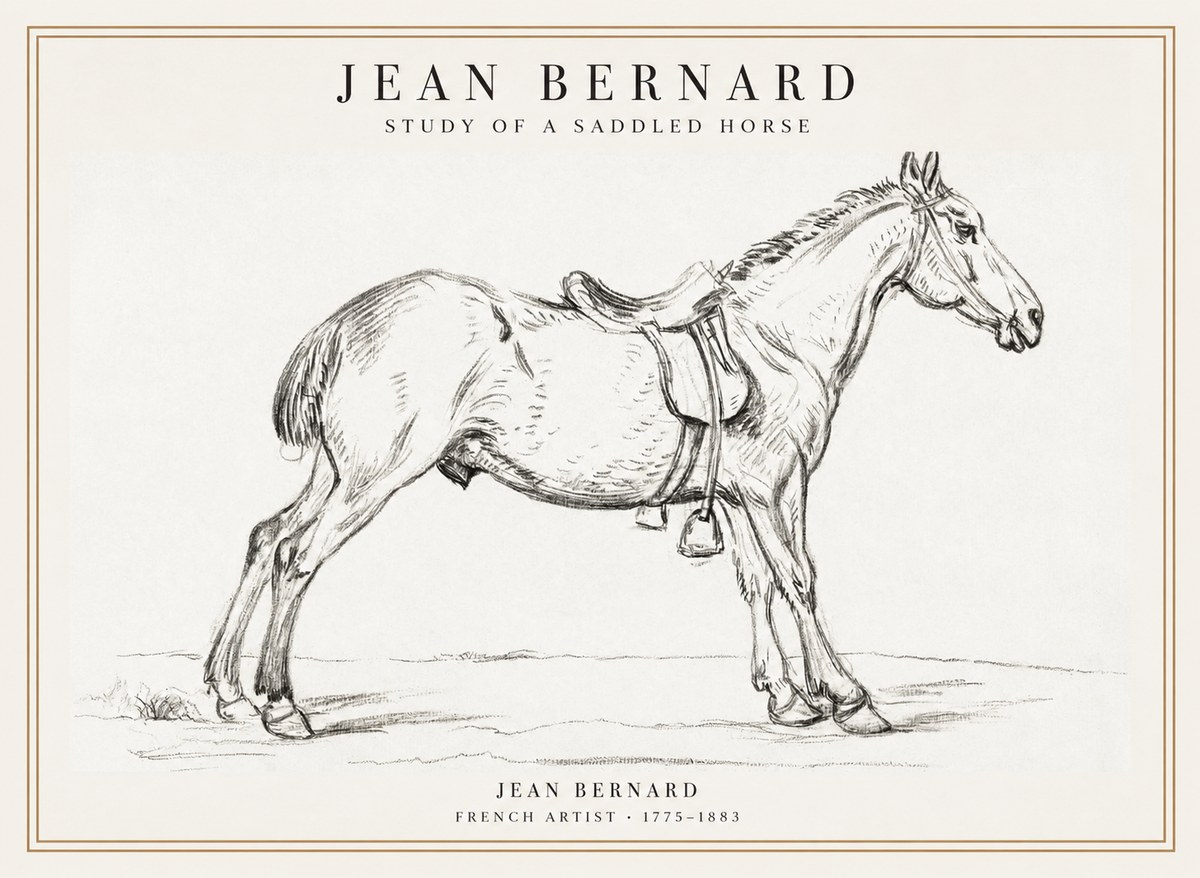 Jean Bernard Study of a Saddled Horse No1 - Poszter