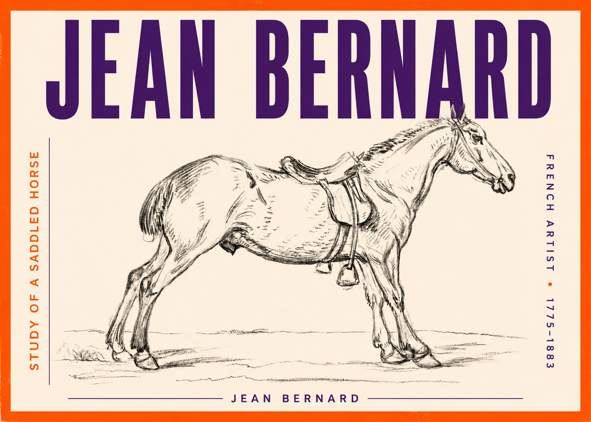 Jean Bernard Study of a Saddled Horse No3 - Poszter