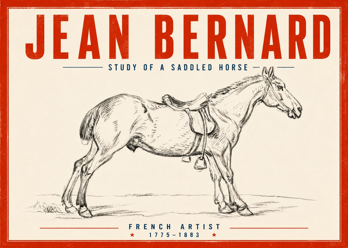 Jean Bernard Study of a Saddled Horse No5 - Poszter