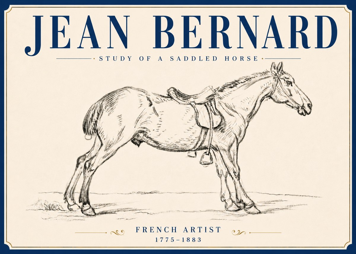 Jean Bernard Study of a Saddled Horse No6 - Poszter