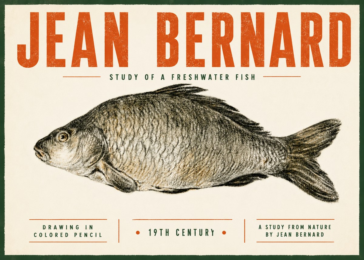 Jean Bernard Study of a Freshwater Fish No5 - Poszter