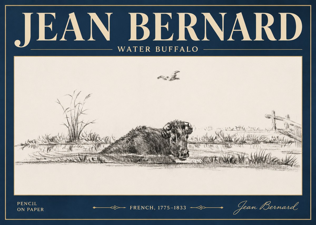 Jean Bernard Study of a Water Buffalo No5 - Poszter