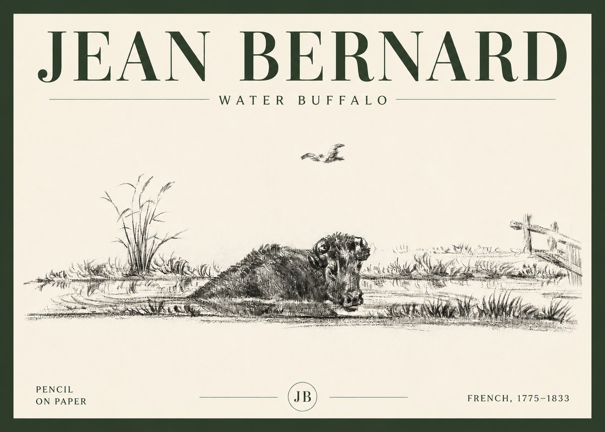 Jean Bernard Study of a Water Buffalo No6 - Poszter
