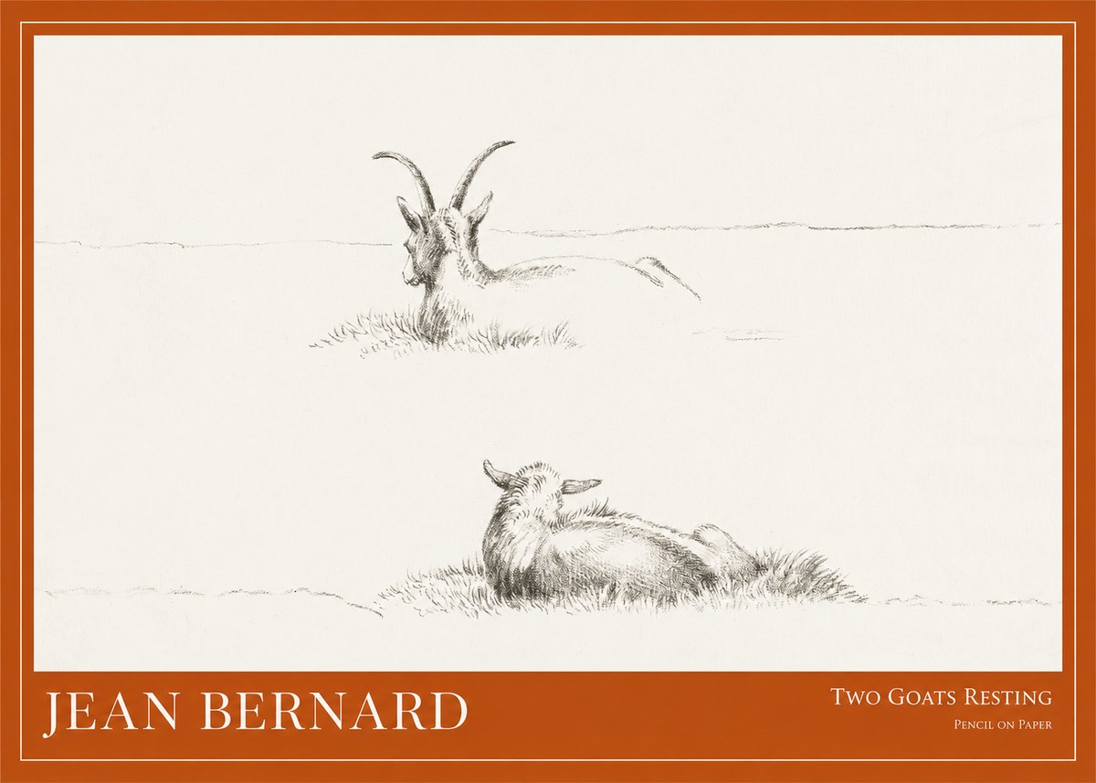 Jean Bernard Two Goats Resting No1 - Poszter