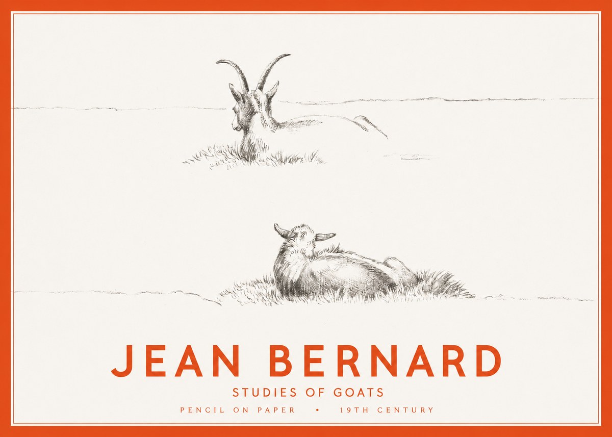 Jean Bernard Two Goats Resting No3 - Poszter
