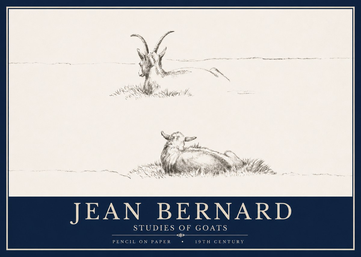 Jean Bernard Two Goats Resting No4 - Poszter