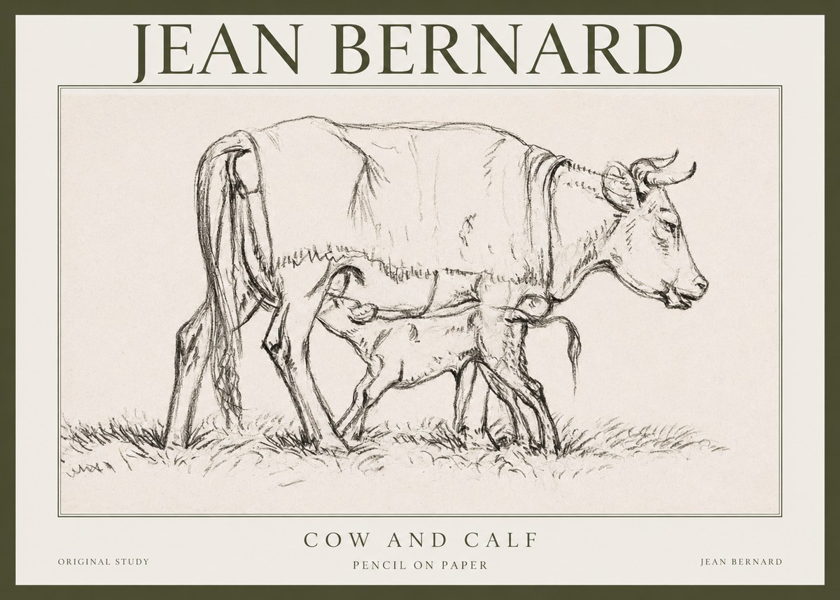 Jean Bernard Cow and Calf II No1 - Poszter