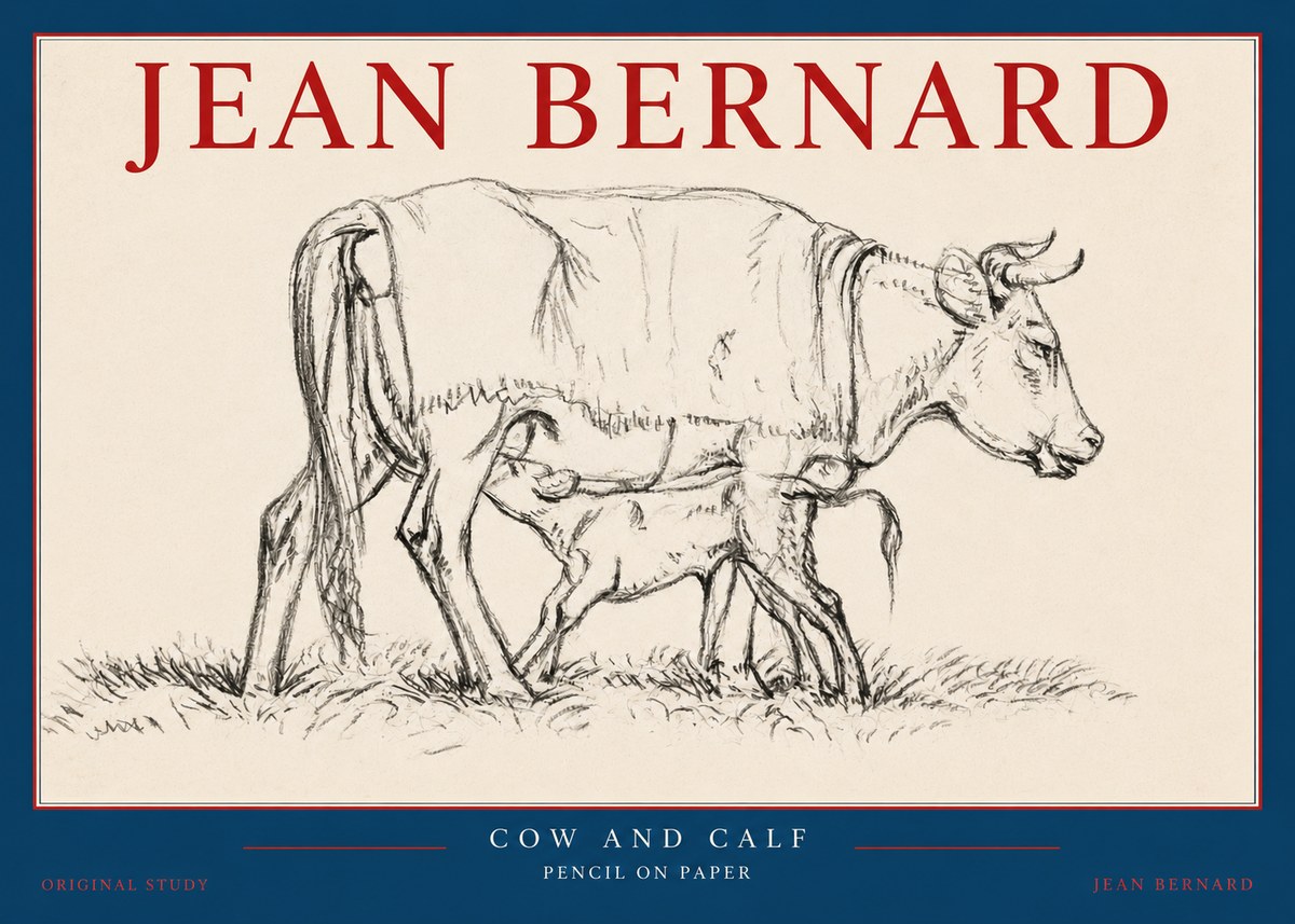 Jean Bernard Cow and Calf II No2 - Poszter