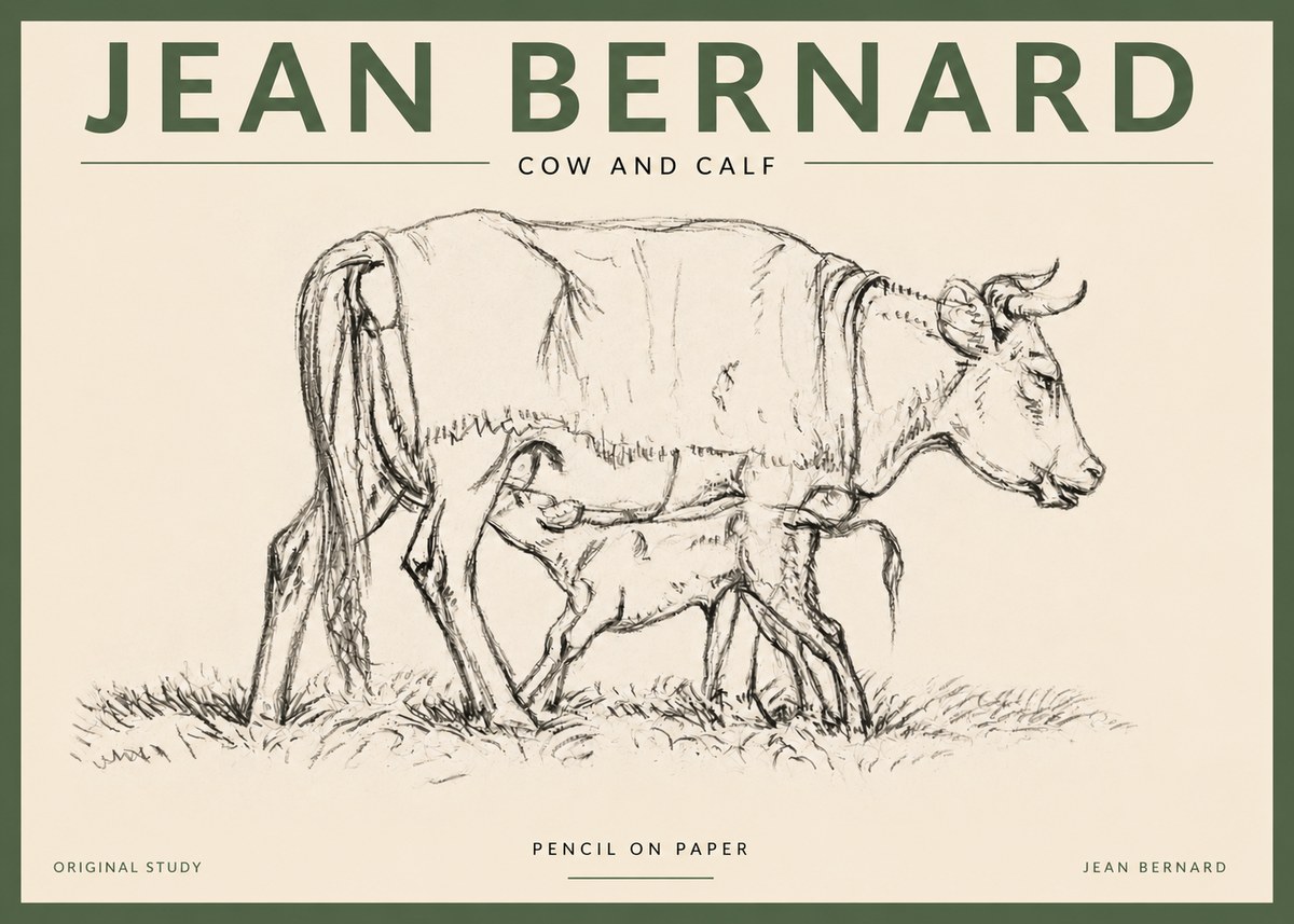 Jean Bernard Cow and Calf II No3 - Poszter