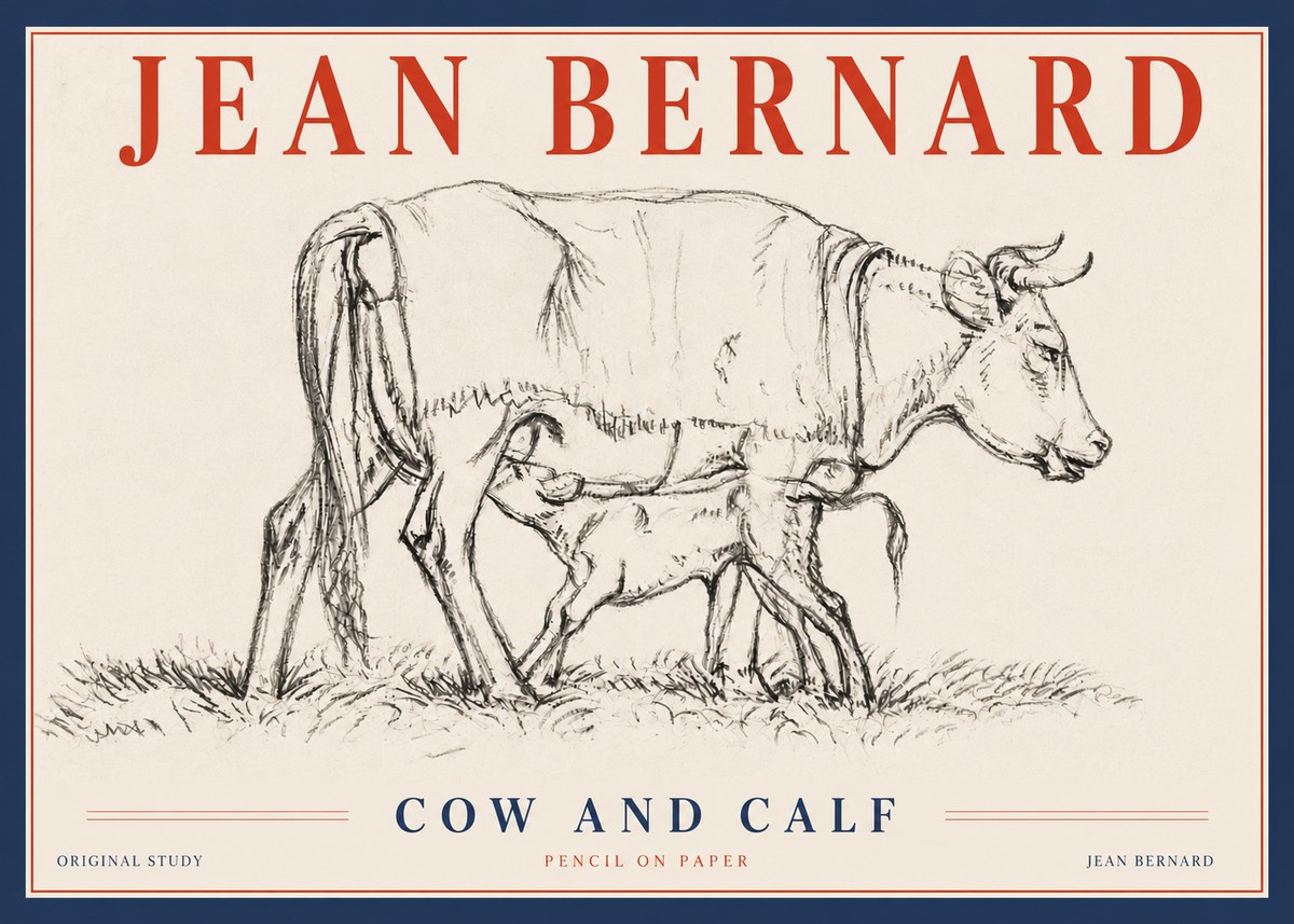Jean Bernard Cow and Calf II No4 - Poszter