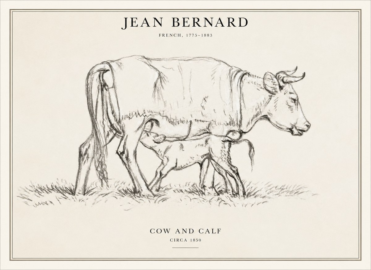 Jean Bernard Cow and Calf II No6 - Poszter