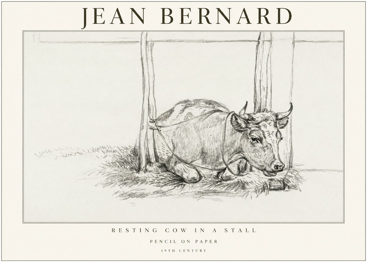 Jean Bernard Resting Cow in a Stall No1 - Poszter