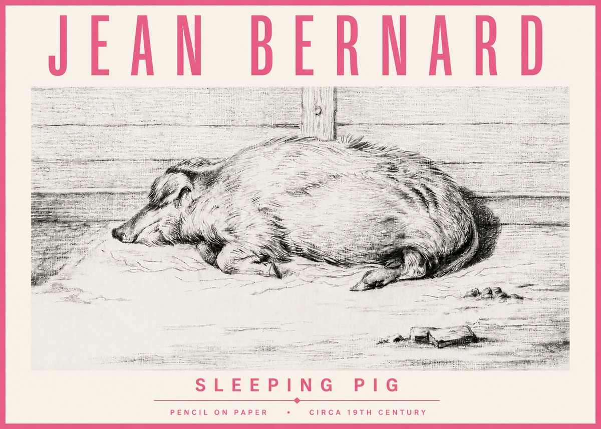 Jean Bernard Sleeping Pig I No4 - Poszter