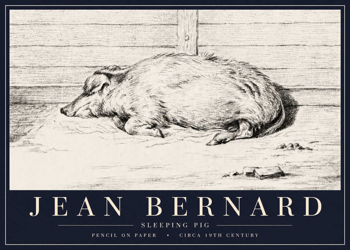 Jean Bernard Sleeping Pig I No6 - Poszter
