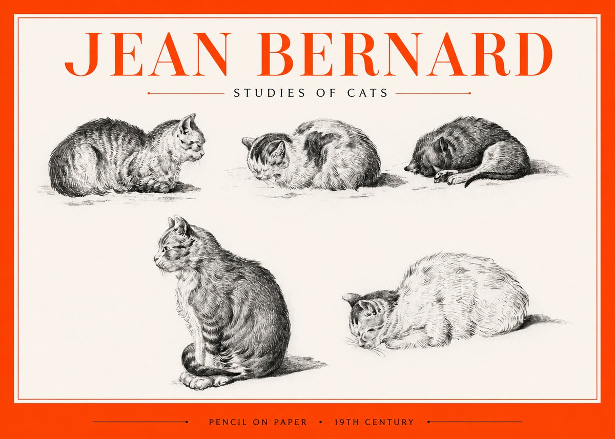 Jean Bernard Studies of Cats No2 - Poszter
