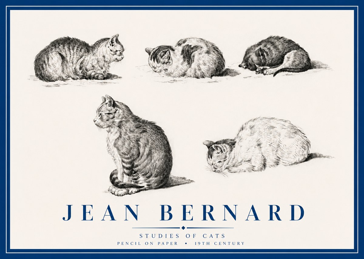 Jean Bernard Studies of Cats No3 - Poszter